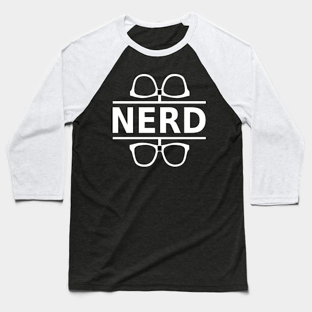 Nerd (white) Baseball T-Shirt by Vitalitee
